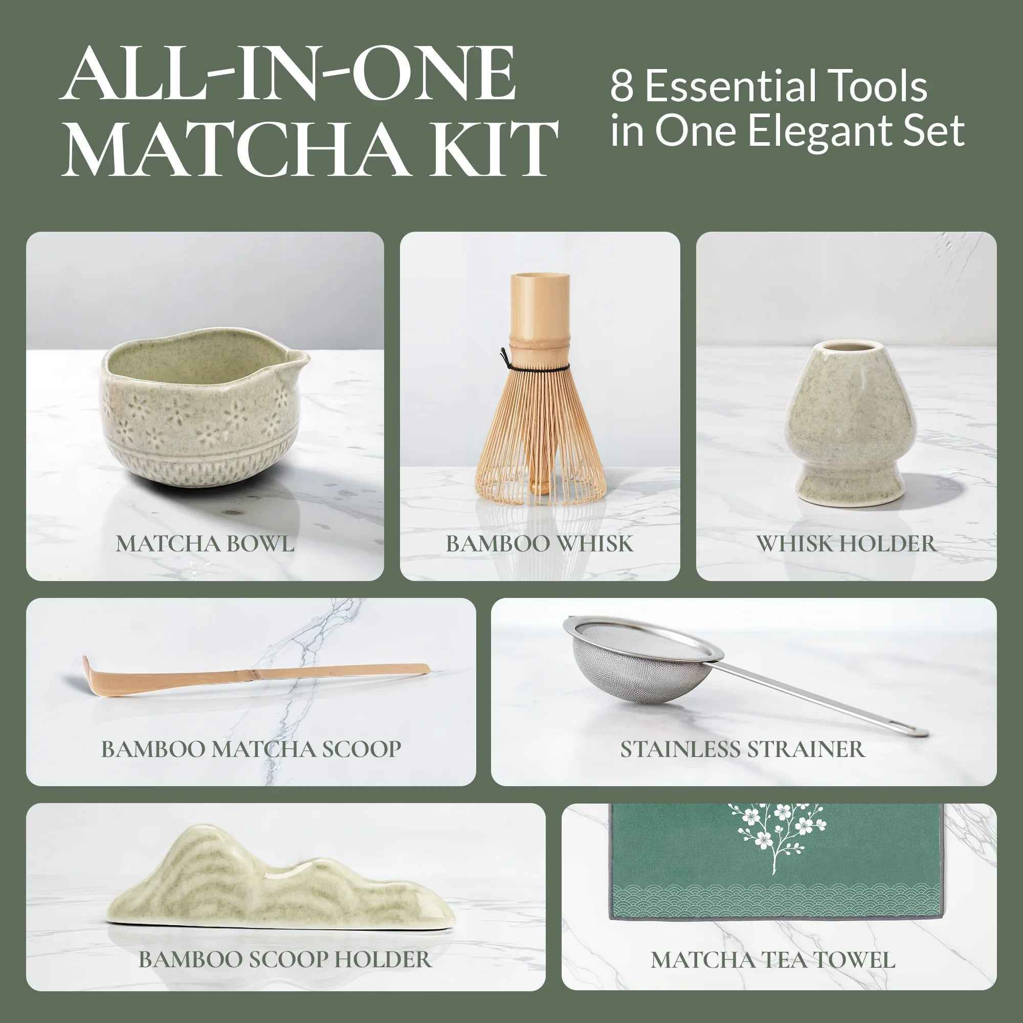 Strabella Matcha Whisk Set — Bamboo Whisk + Ceramic Bowl | Strabella