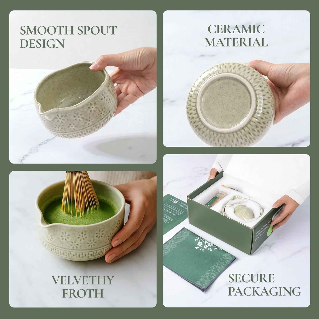 Strabella Matcha Whisk Set — Bamboo Whisk + Ceramic Bowl | Strabella