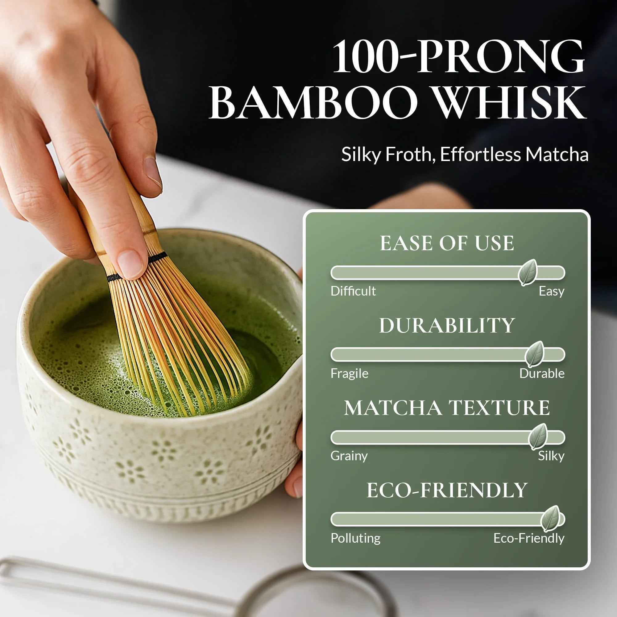 Strabella Matcha Whisk Set — Bamboo Whisk + Ceramic Bowl | Strabella