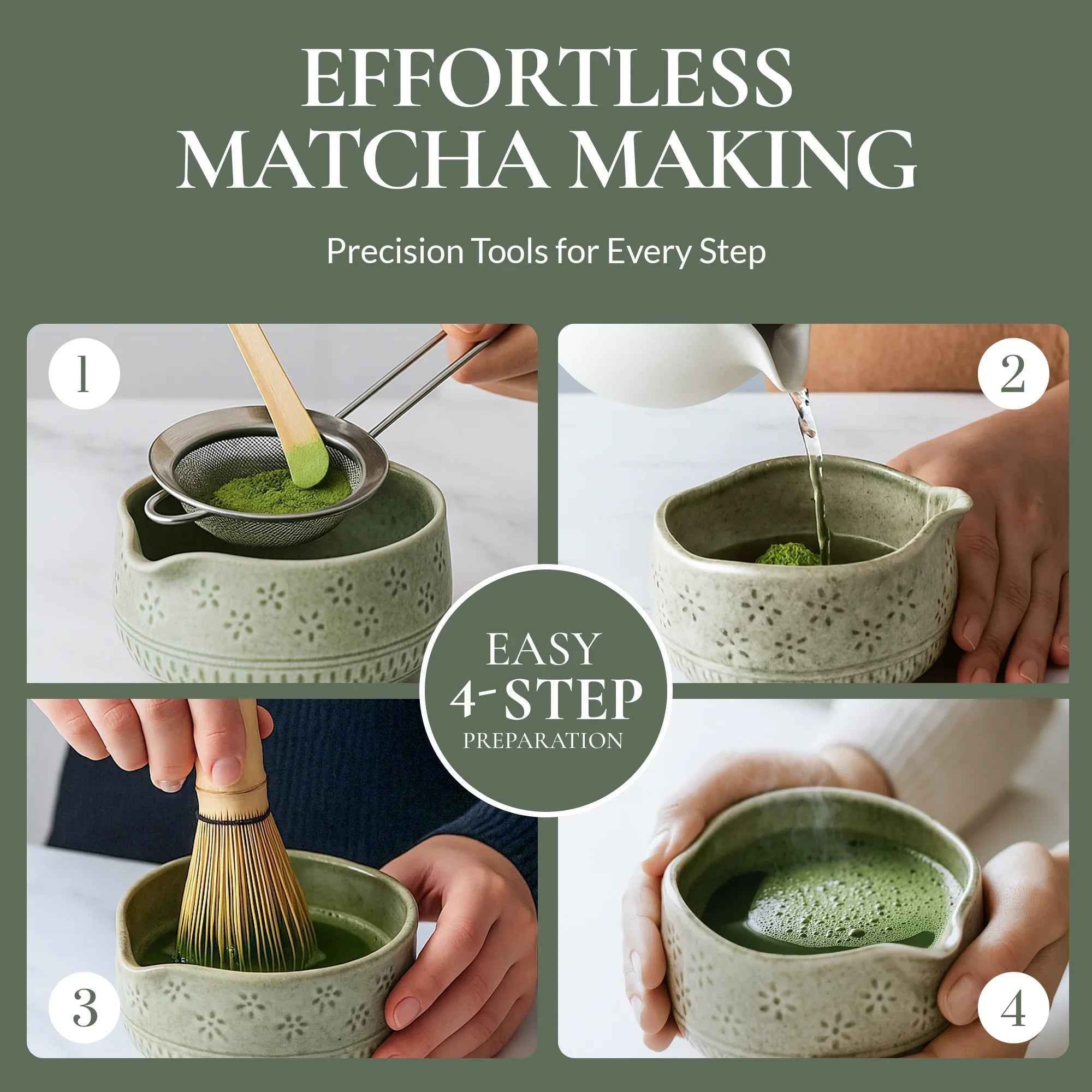 Strabella Matcha Whisk Set — Bamboo Whisk + Ceramic Bowl | Strabella