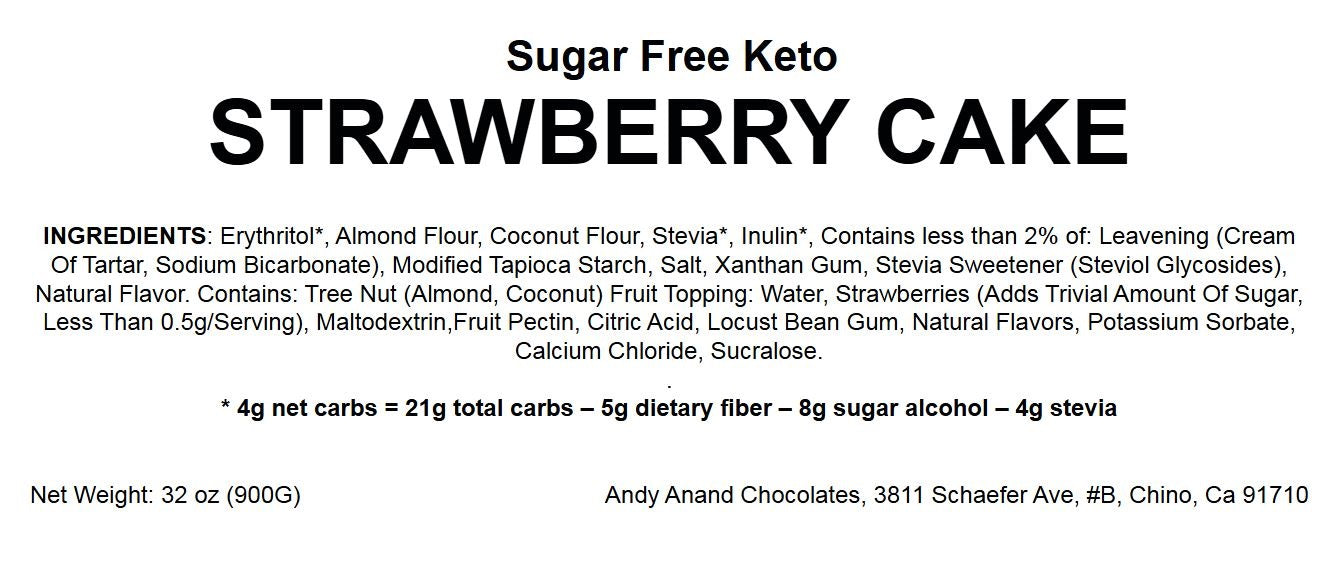 Andy Anand Sugar-Free Keto Chocolate Strawberry Layer Cake, 9-Inch, 2 lb – Diabetic-Friendly, Low-Carb, Birthday & Celebration Gift Box