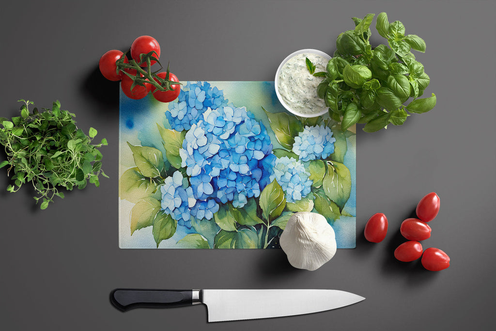 Hydrangeas in Watercolor Glass Cutting Boards – Durable, Decorative Kitchen Art Large DAC1580LCB