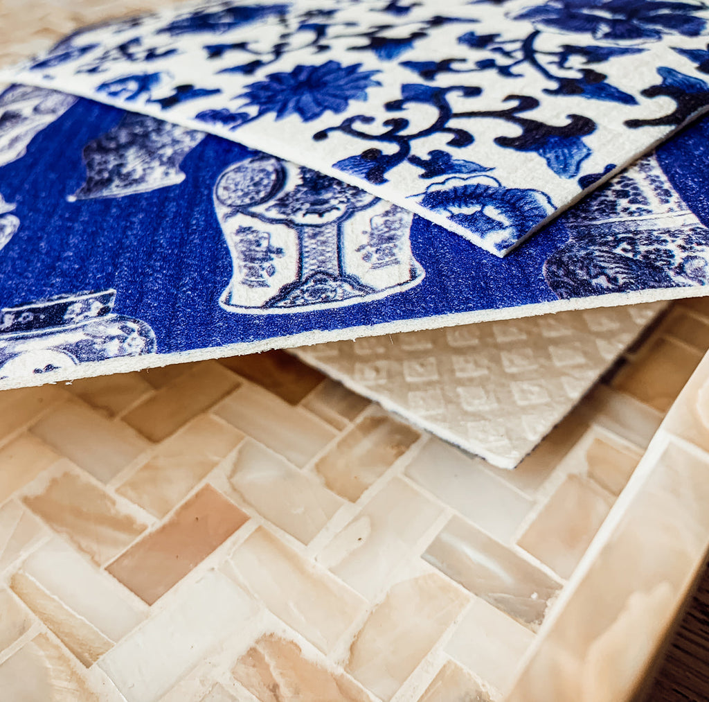 Chinoiserie Eco Kitchen Cloths - Biodegradable Cellulose Cotton, 3 Designs