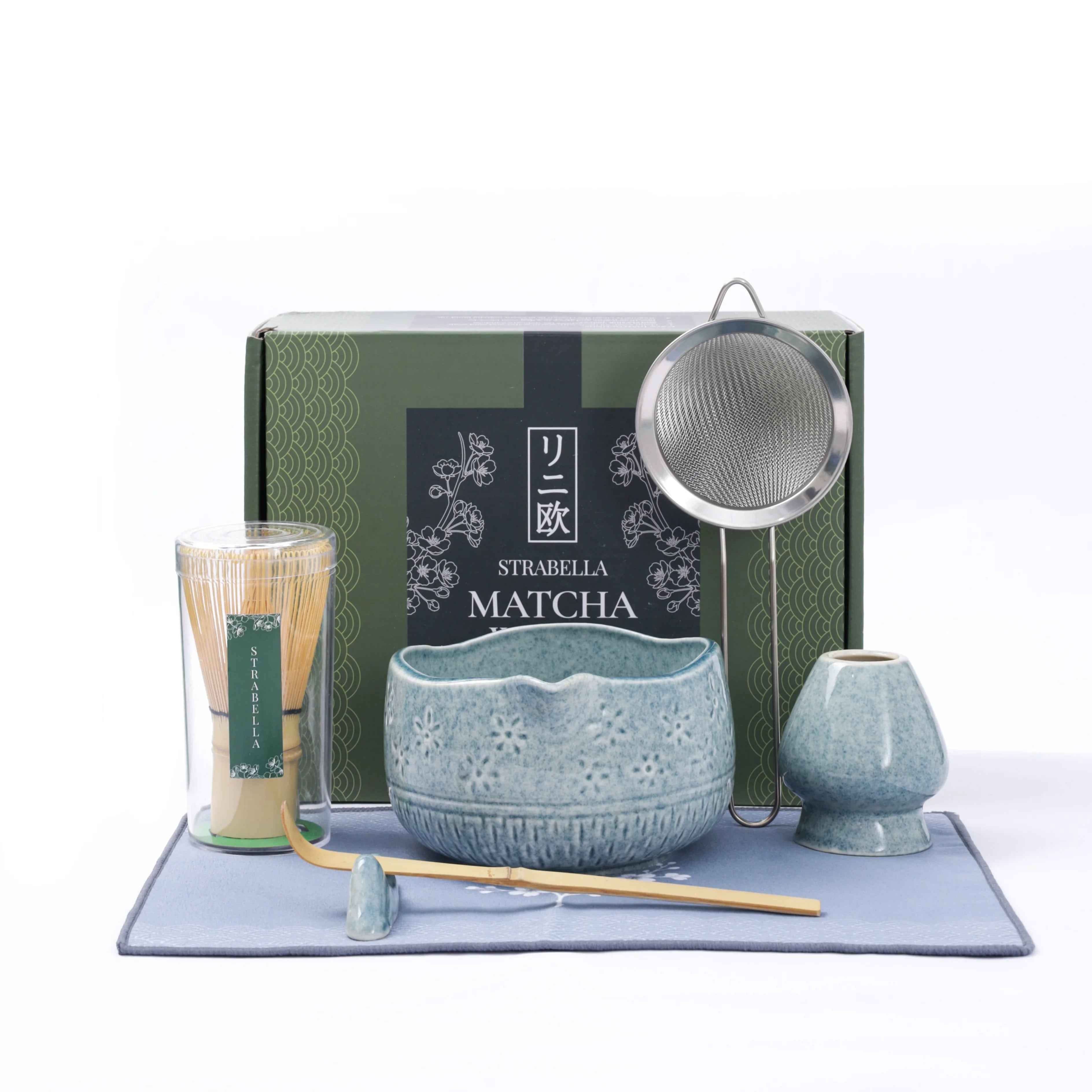 Strabella Matcha Whisk Set — Bamboo Whisk + Ceramic Bowl | Strabella