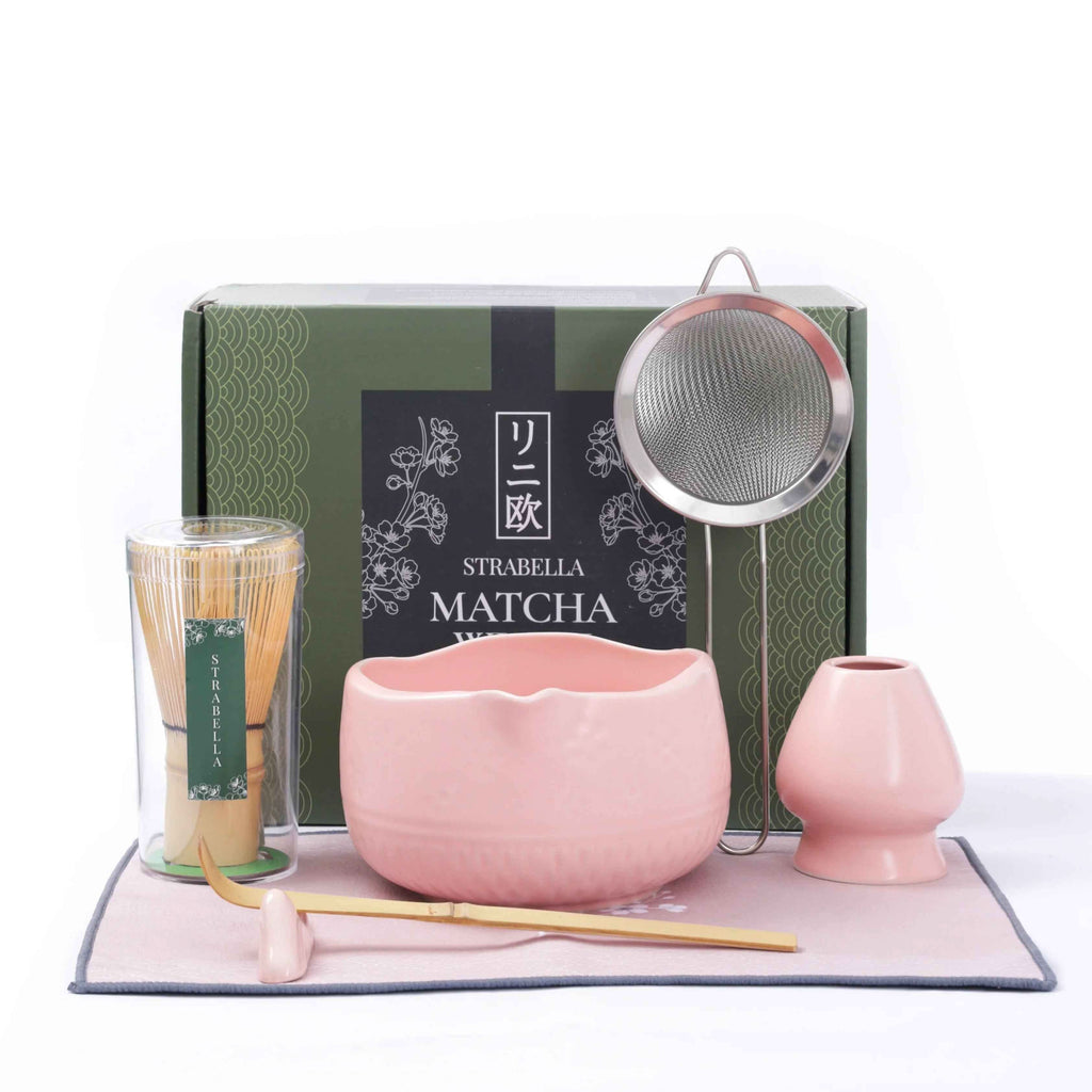 Strabella Matcha Whisk Set — Bamboo Whisk + Ceramic Bowl | Strabella
