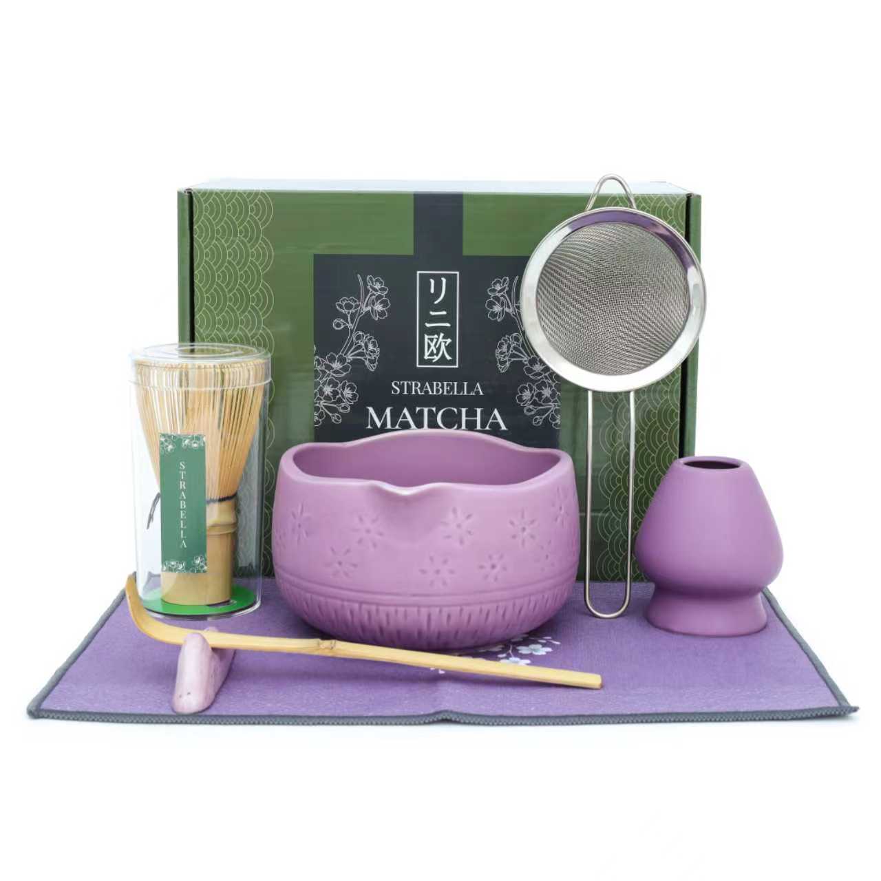 Strabella Matcha Whisk Set — Bamboo Whisk + Ceramic Bowl | Strabella