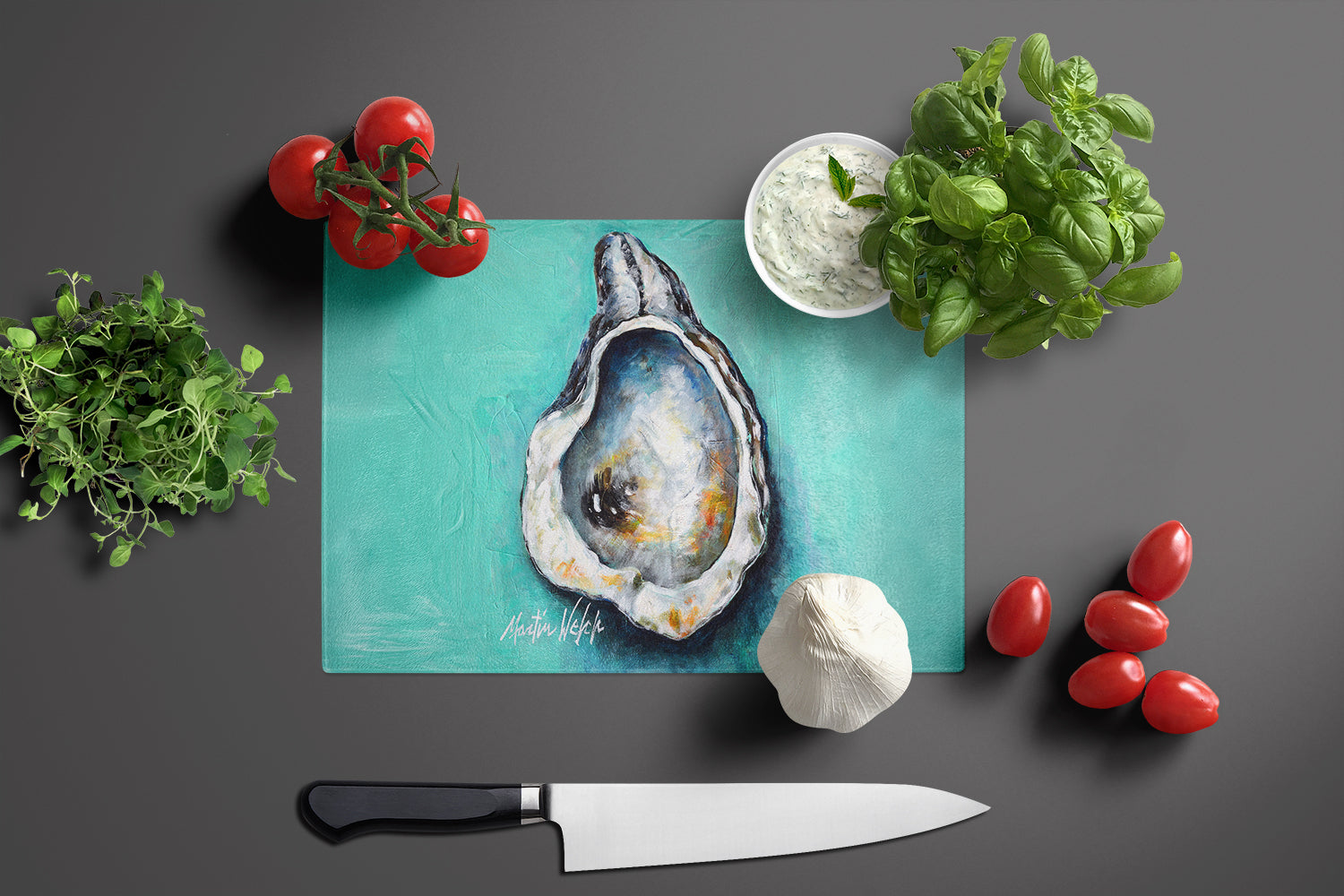 Aqua Pearl Oyster Glass Cutting Boards – Durable, Decorative Kitchen Art