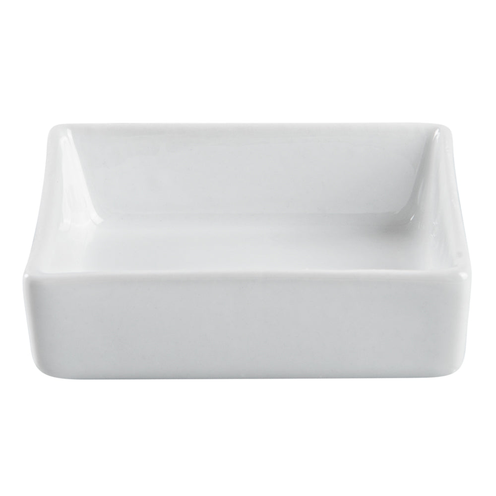 Chef 101 Square White Porcelain Mini Dish - 2 1/2" x 2 1/2" x 3/4" - 10 count box