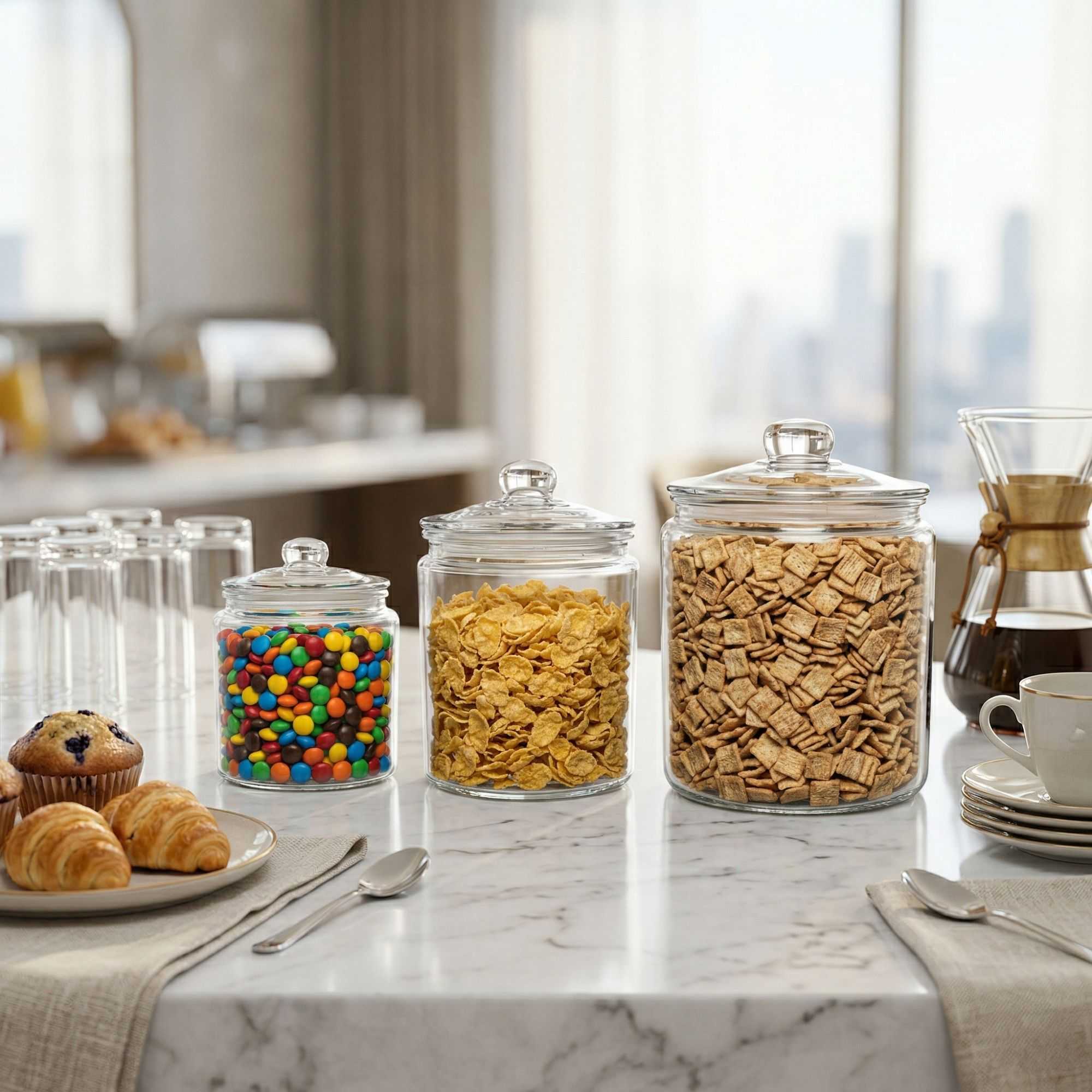 Vetri 1 gal Glass Storage Jar - with Glass Lid - 7" x 7" x 9 3/4" - 1 count box