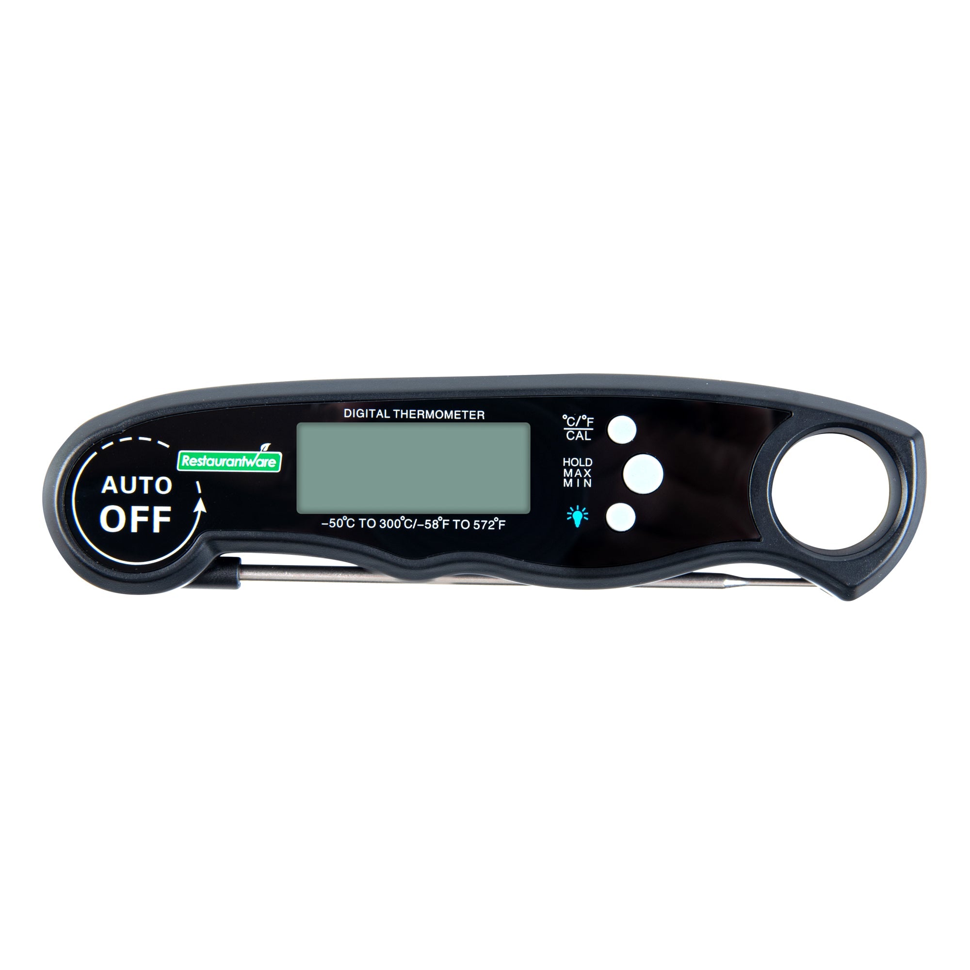 Kitchen tek Black Compact Digital Folding Probe Thermometer - Waterproof - 4 1/2" - 1 count box