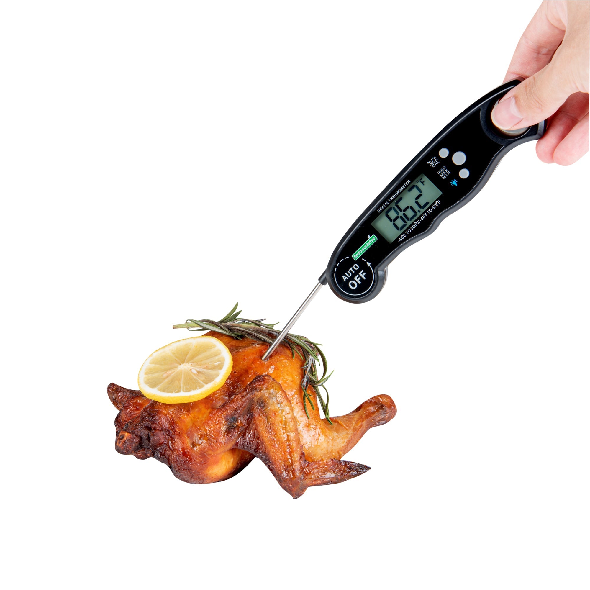 Kitchen tek Black Compact Digital Folding Probe Thermometer - Waterproof - 4 1/2" - 1 count box