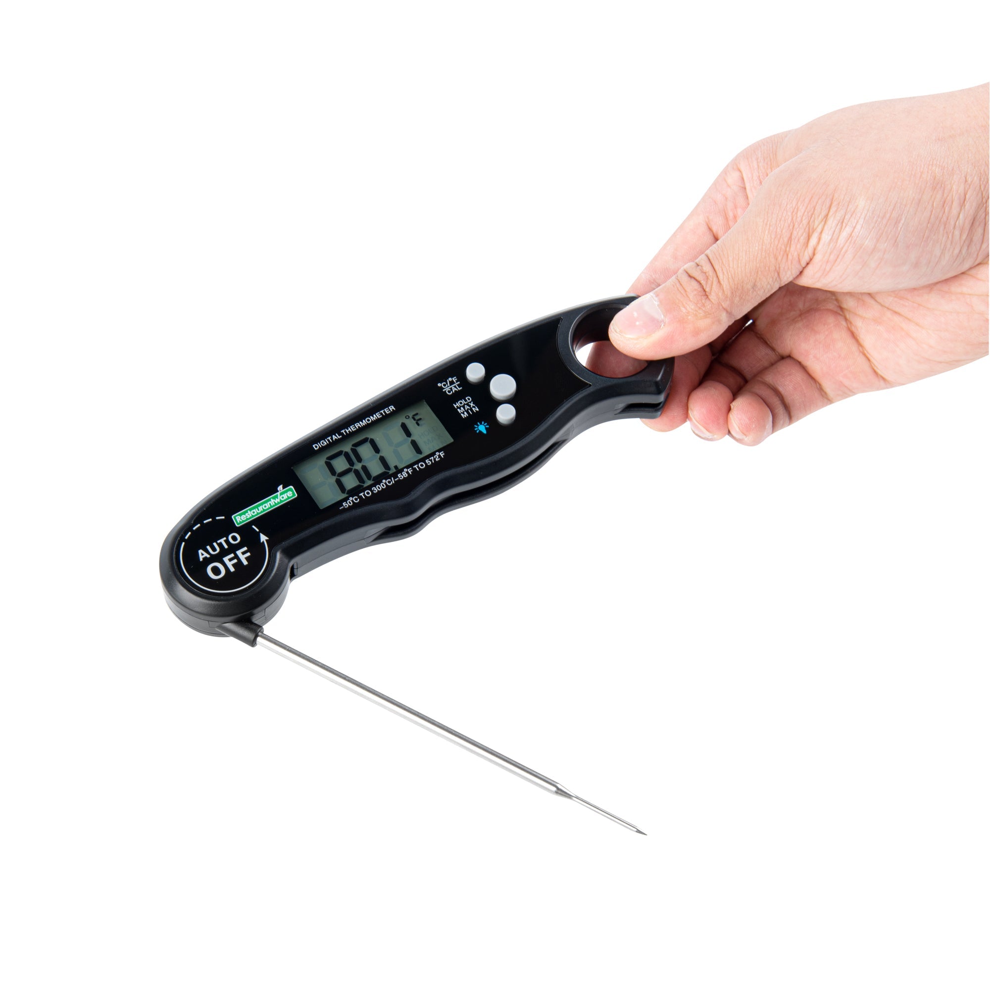 Kitchen tek Black Compact Digital Folding Probe Thermometer - Waterproof - 4 1/2" - 1 count box