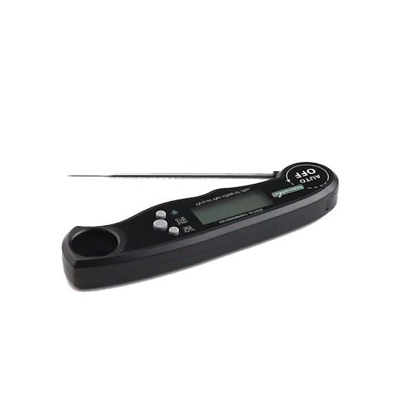 Kitchen tek Black Compact Digital Folding Probe Thermometer - Waterproof - 4 1/2" - 1 count box