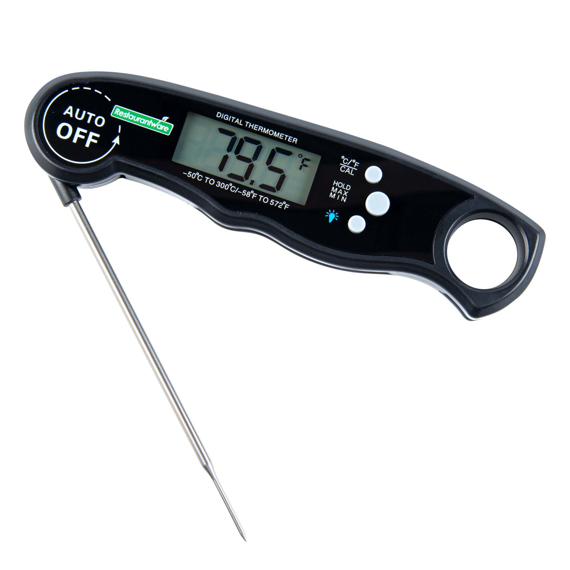 Kitchen tek Black Compact Digital Folding Probe Thermometer - Waterproof - 4 1/2" - 1 count box