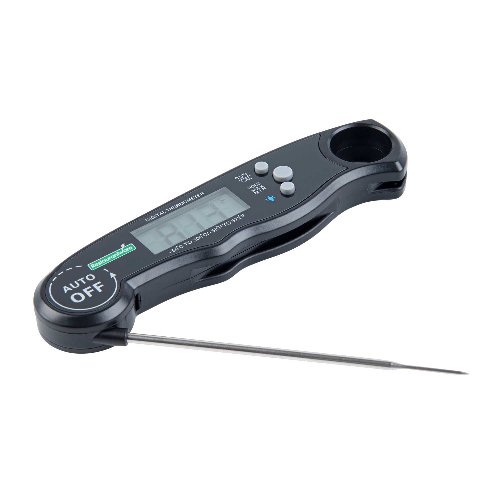 Kitchen tek Black Compact Digital Folding Probe Thermometer - Waterproof - 4 1/2" - 1 count box