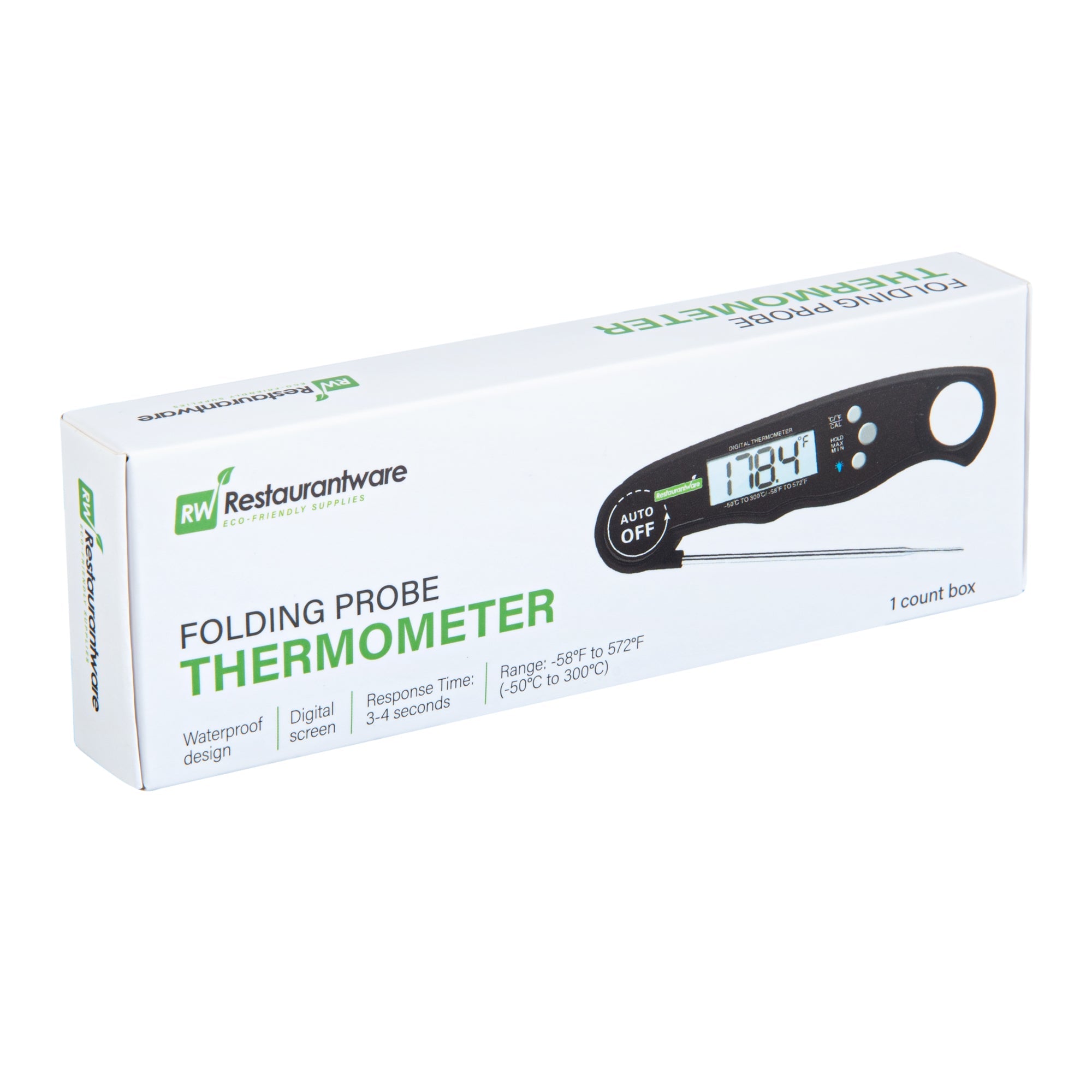 Kitchen tek Black Compact Digital Folding Probe Thermometer - Waterproof - 4 1/2" - 1 count box
