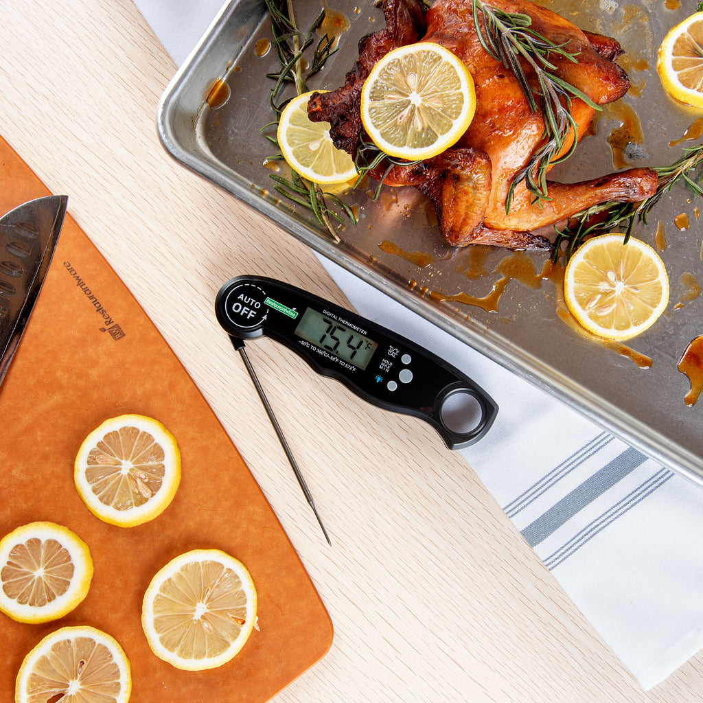 Kitchen tek Black Compact Digital Folding Probe Thermometer - Waterproof - 4 1/2" - 1 count box