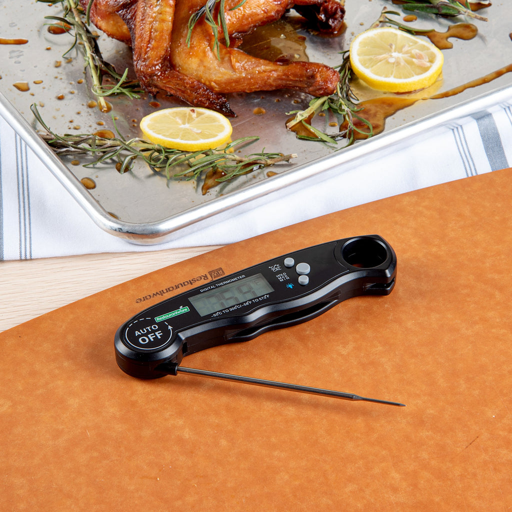 Kitchen tek Black Compact Digital Folding Probe Thermometer - Waterproof - 4 1/2" - 1 count box