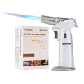 RW Pyro Silver Butane Kitchen Torch - Adjustable Dial, Rotating Angle - 4 1/4'' x 2 3/4'' x 6'' - 1 count box