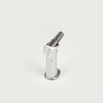 RW Pyro Silver Butane Kitchen Torch - Adjustable Dial, Rotating Angle - 4 1/4'' x 2 3/4'' x 6'' - 1 count box