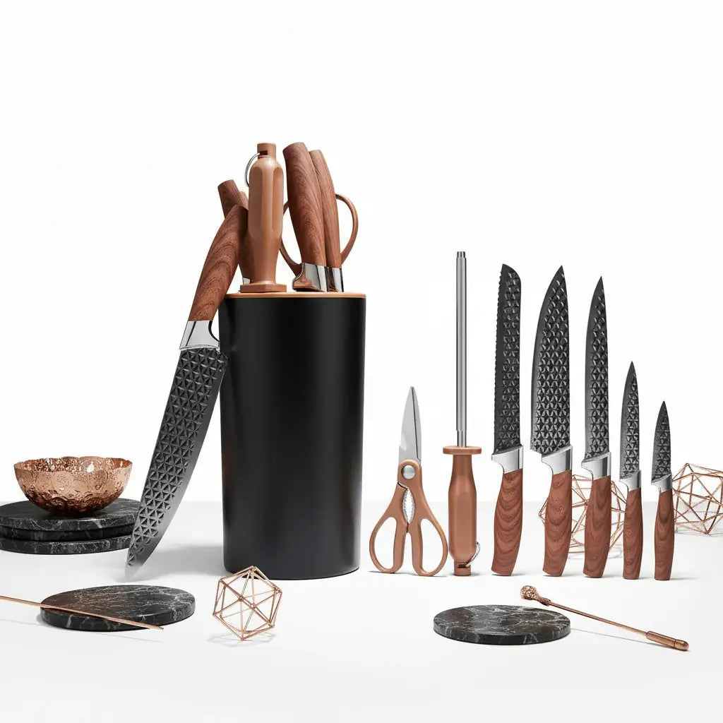 Stainless Steel Kitchen Knife Set with Holder 7-Piece