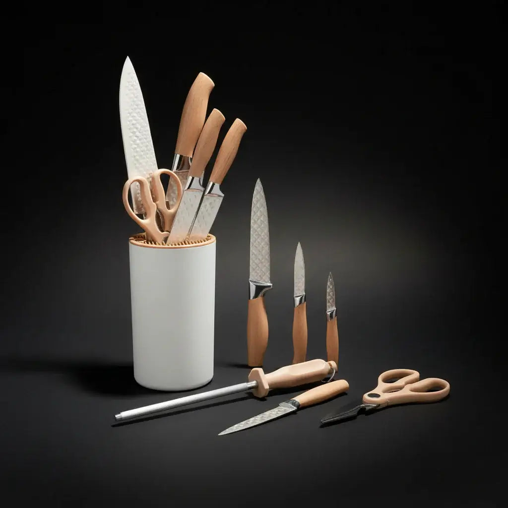 Stainless Steel Kitchen Knife Set with Holder 7-Piece