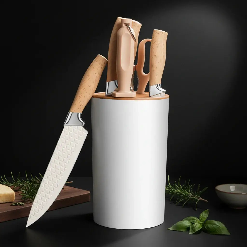 Stainless Steel Kitchen Knife Set with Holder 7-Piece