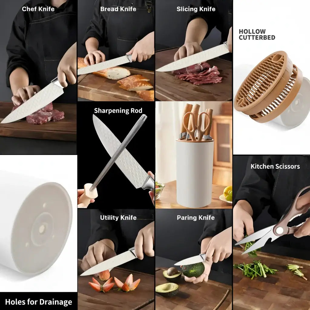 Stainless Steel Kitchen Knife Set with Holder 7-Piece