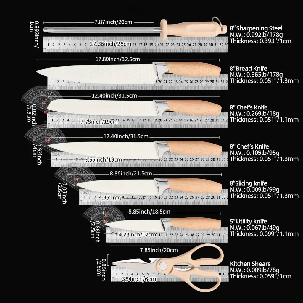 Stainless Steel Kitchen Knife Set with Holder 7-Piece
