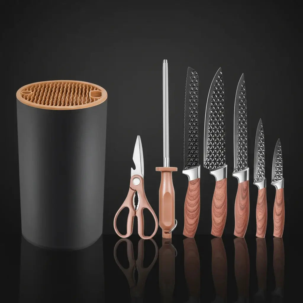 Stainless Steel Kitchen Knife Set with Holder 7-Piece