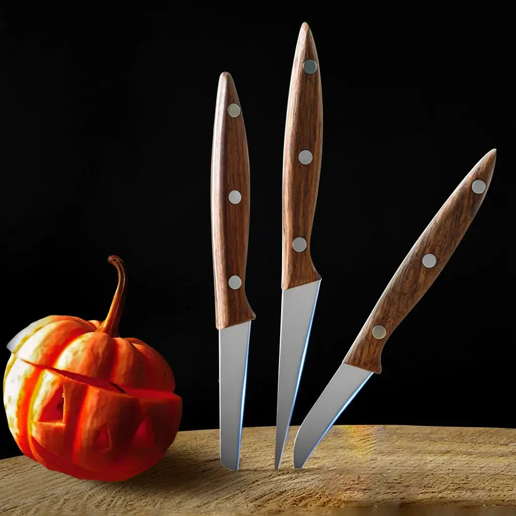 Stainless Steel fruit Carving Knife Set Wood Handle Kitchen Knives