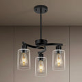 Three Light Black Dining Chandeliers For Kitchen Island