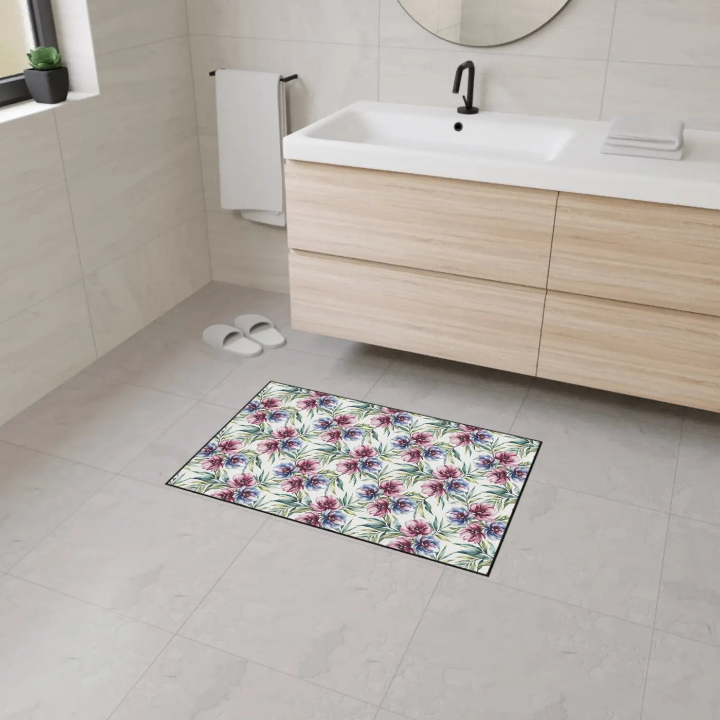 Floral Heavy Duty Floor Mat - Slip Resistant Kitchen - Dipaliz