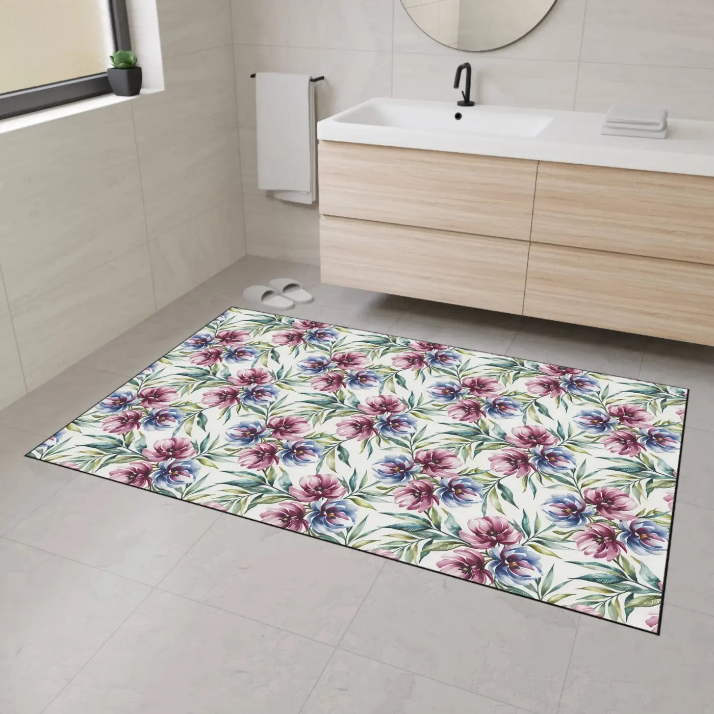 Floral Heavy Duty Floor Mat - Slip Resistant Kitchen - Dipaliz