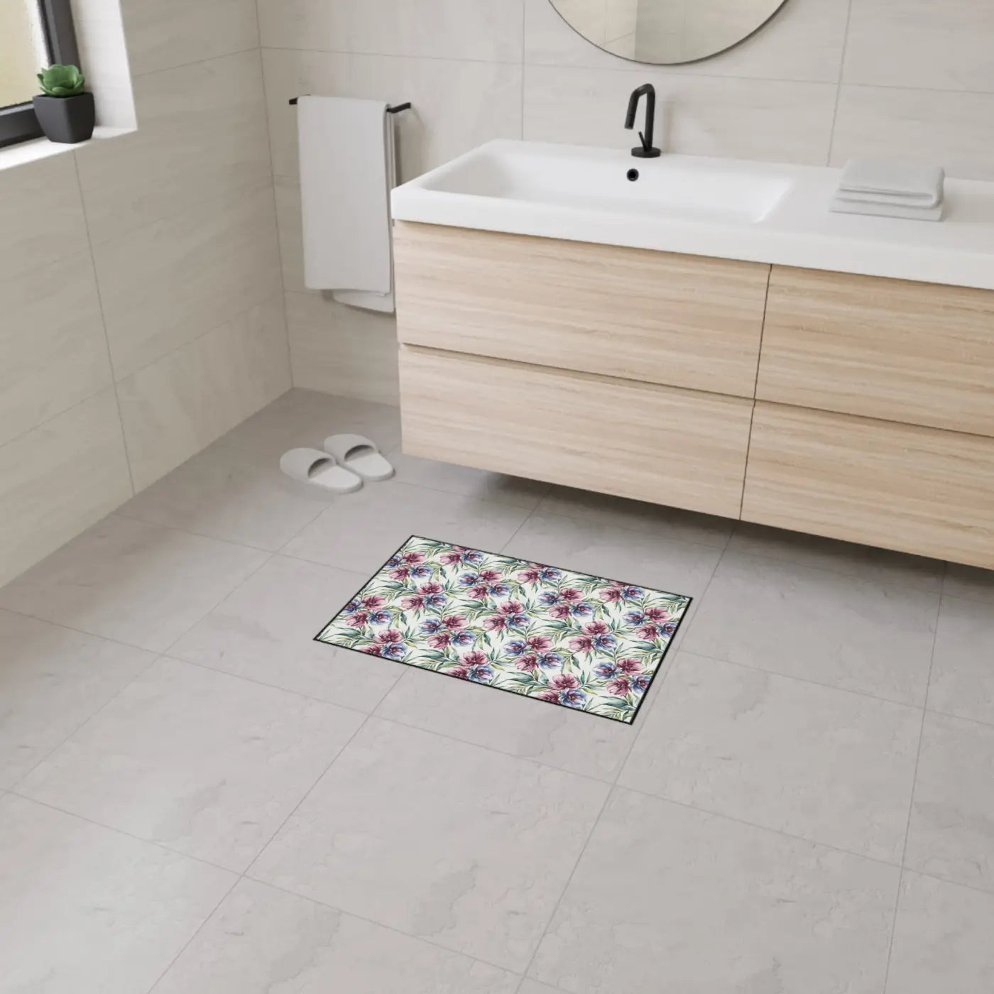 Floral Heavy Duty Floor Mat - Slip Resistant Kitchen - Dipaliz