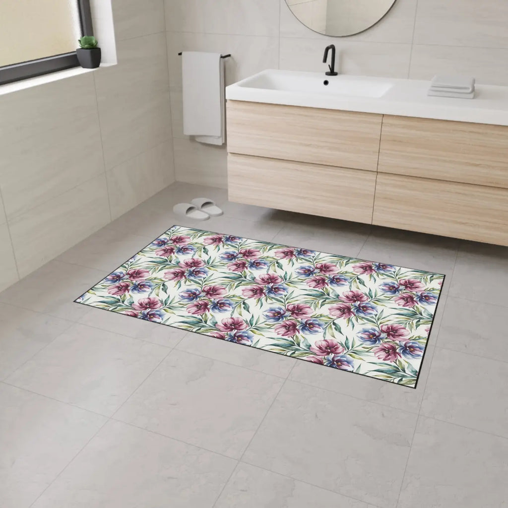 Floral Heavy Duty Floor Mat - Slip Resistant Kitchen - Dipaliz