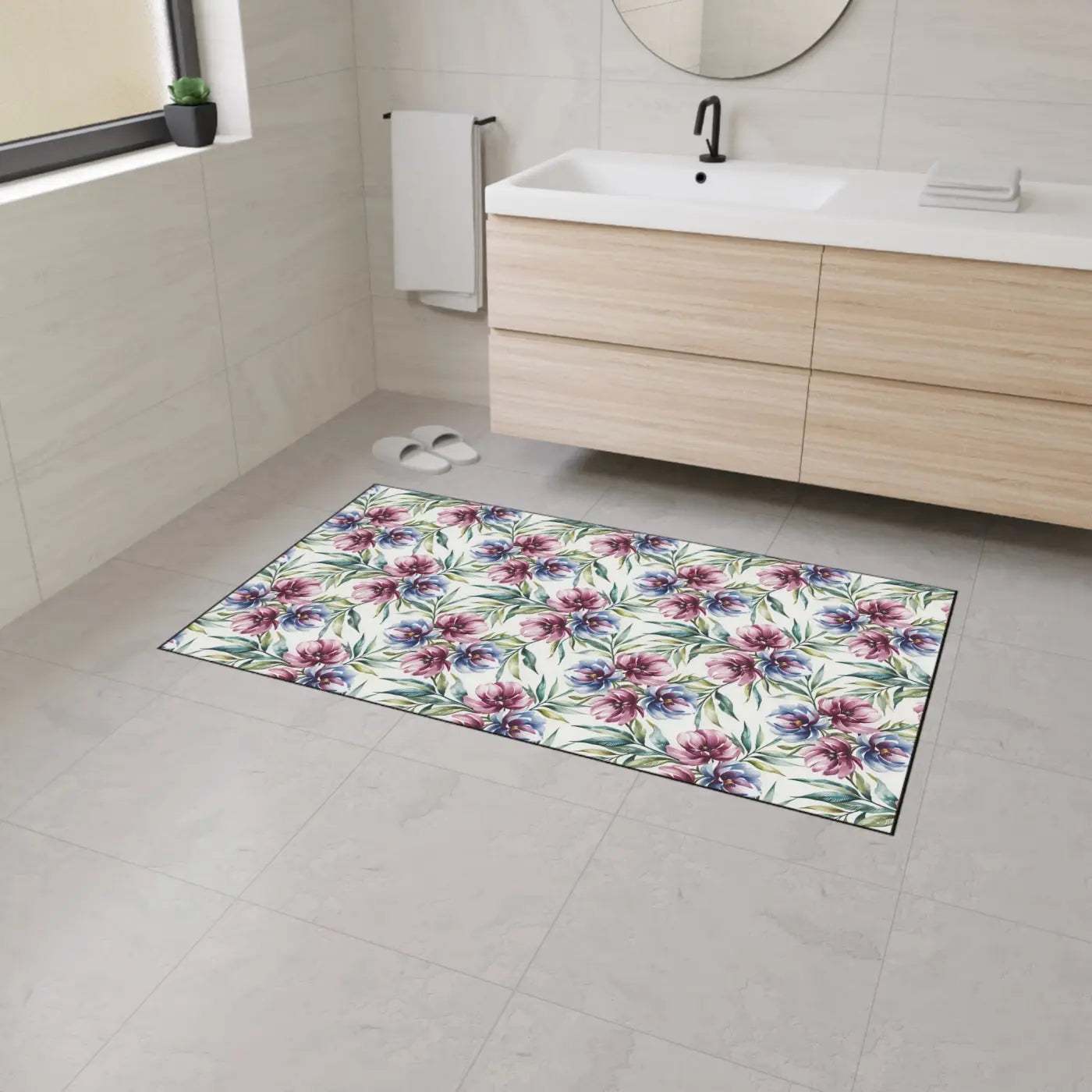 Floral Heavy Duty Floor Mat - Slip Resistant Kitchen - Dipaliz