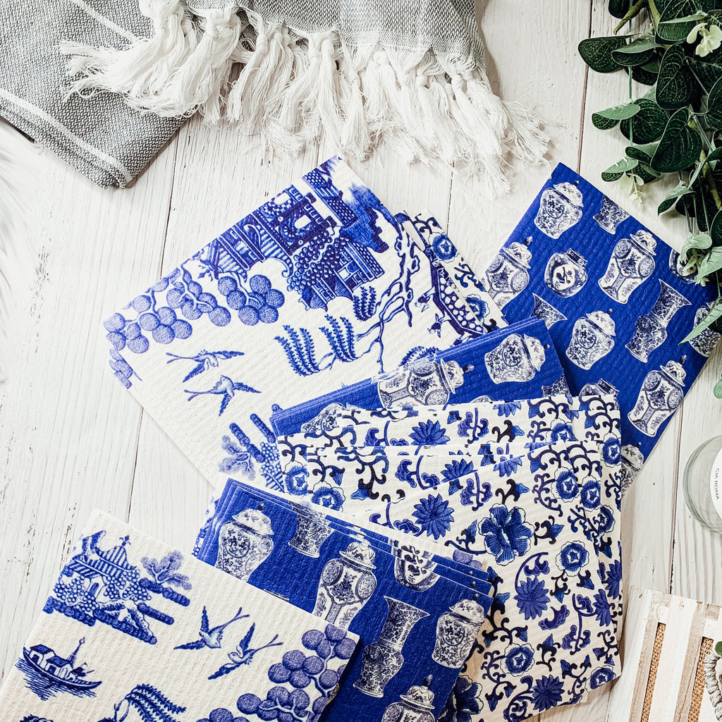 Chinoiserie Eco Kitchen Cloths - Biodegradable Cellulose Cotton, 3 Designs