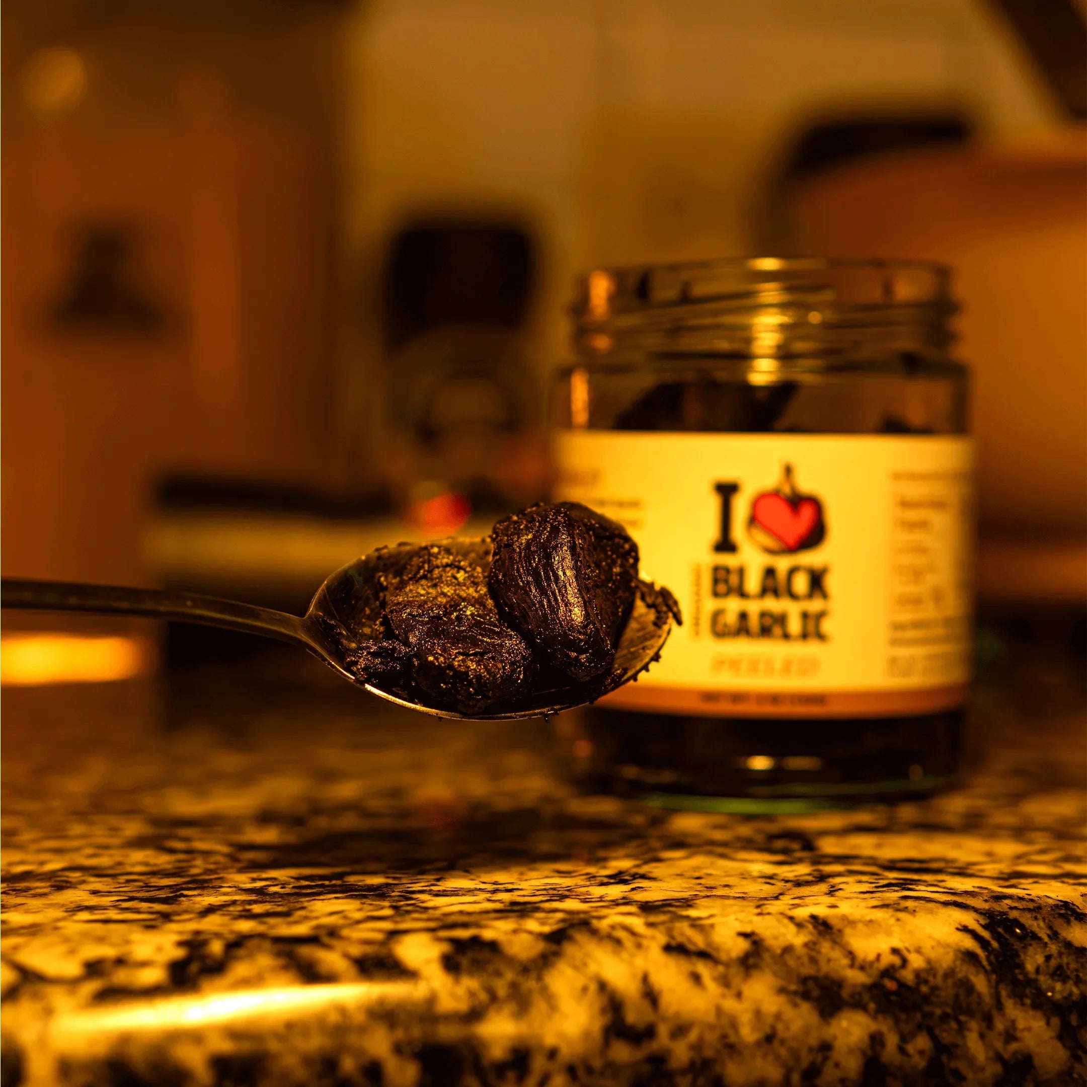 Peeled Black Garlic Cloves in Glass Jar Umami for Cooking and Snacks