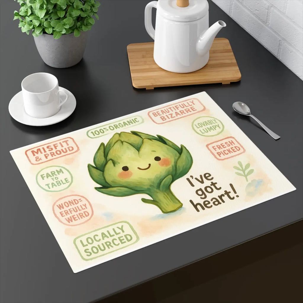Whimsical Artichoke Placemat - Cotton Cute Kitchen Decor - Dipaliz